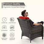 UPTIOT Outdoor Bistro Set with Ergonomic PE Rattan Chairs & Tempered Glass Side Table