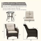 UPTIOT Outdoor Bistro Set with Ergonomic PE Rattan Chairs & Tempered Glass Side Table