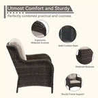 UPTIOT Outdoor Bistro Set with Ergonomic PE Rattan Chairs & Tempered Glass Side Table