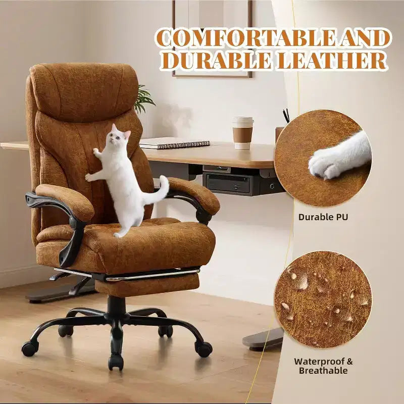 Ergonomic Office Chair,PU Gaming Chair,Adjustable Height 90 to 135 Degree Reclining, Backrest 360 Degree Swivel Wheels,350 Lbs Capacity for Office