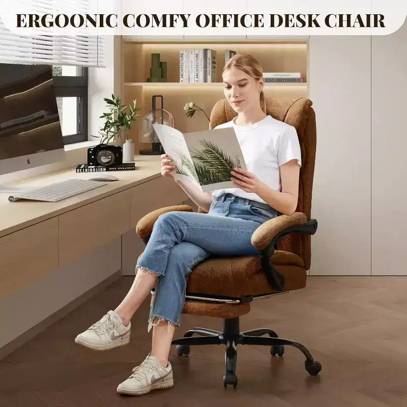Ergonomic Office Chair,PU Gaming Chair,Adjustable Height 90 to 135 Degree Reclining, Backrest 360 Degree Swivel Wheels,350 Lbs Capacity for Office
