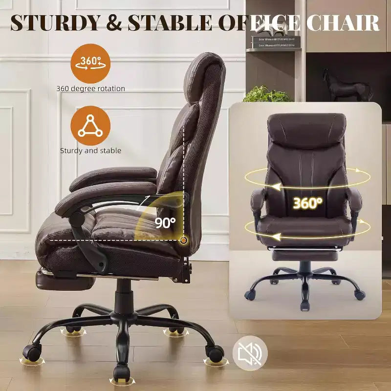Ergonomic Office Chair,PU Gaming Chair,Adjustable Height 90 to 135 Degree Reclining, Backrest 360 Degree Swivel Wheels,350 Lbs Capacity for Office