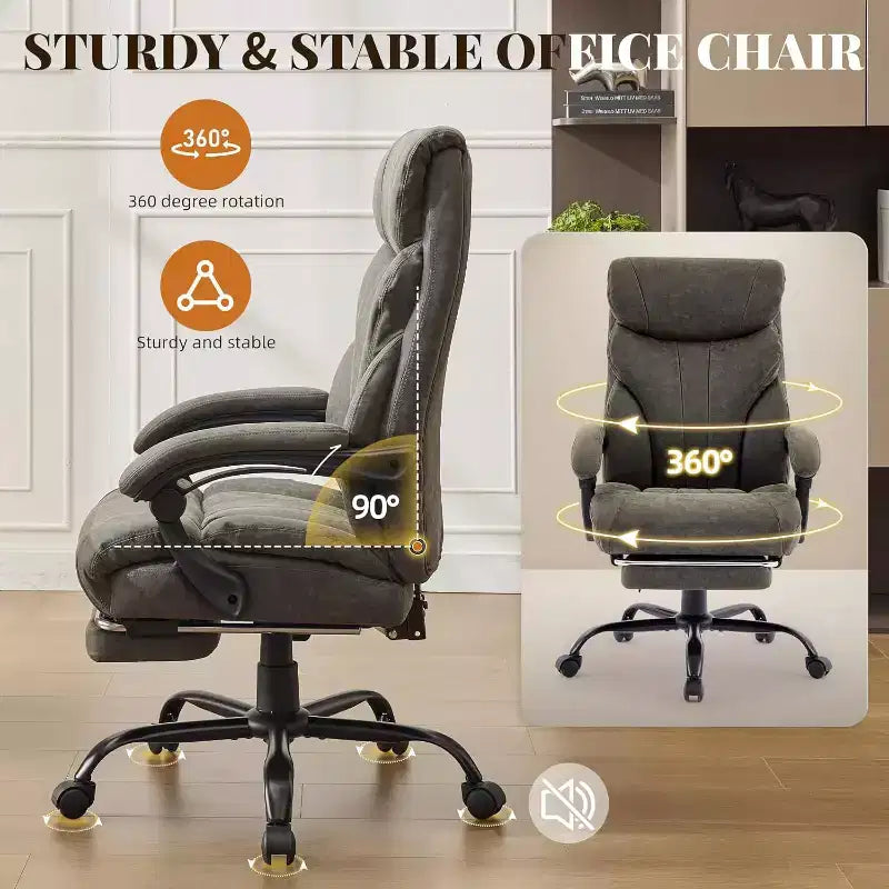 Ergonomic Office Chair,PU Gaming Chair,Adjustable Height 90 to 135 Degree Reclining, Backrest 360 Degree Swivel Wheels,350 Lbs Capacity for Office