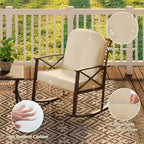 3-Piece Rocking Bistro Set with 2 Cushioned Chairs & Coffee Table, Outdoor Rocker Patio Set for Porch, Lawn, Pool, or Garden