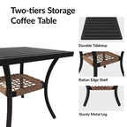 3-Piece Rocking Bistro Set with 2 Cushioned Chairs & Coffee Table, Outdoor Rocker Patio Set for Porch, Lawn, Pool, or Garden