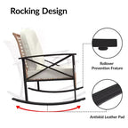 3-Piece Rocking Bistro Set with 2 Cushioned Chairs & Coffee Table, Outdoor Rocker Patio Set for Porch, Lawn, Pool, or Garden