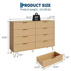 8 Drawer Dresser for Bedroom, 55W Wood Chest of Drawers with Metal Legs, Clothes Storage Organizer,Closet Dresser & TV Stand for Hallway