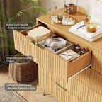 8 Drawer Dresser for Bedroom, 55W Wood Chest of Drawers with Metal Legs, Clothes Storage Organizer,Closet Dresser & TV Stand for Hallway