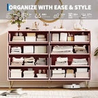 8 Drawer Dresser for Bedroom, 55W Wood Chest of Drawers with Metal Legs, Clothes Storage Organizer,Closet Dresser & TV Stand for Hallway