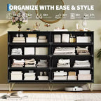 8 Drawer Dresser for Bedroom, 55W Wood Chest of Drawers with Metal Legs, Clothes Storage Organizer,Closet Dresser & TV Stand for Hallway