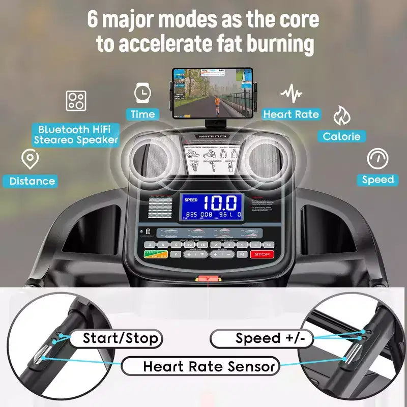 5.0HP Folding Treadmill with 20% Auto Incline, 300 LB Capacity, Smart App Control, Portable Home Running Machine