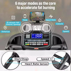 4.8HP Folding Incline Treadmill for Home Use with 64 Preset Programs, APP Control, 12MPH, Blutooth Speakers