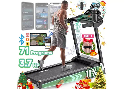 3.7HP Folding Treadmills Clearance for Home w/ APP Control,300lbs Capacity,Adjustable Incline,71 Programs,Electric Treadmill Running Machine