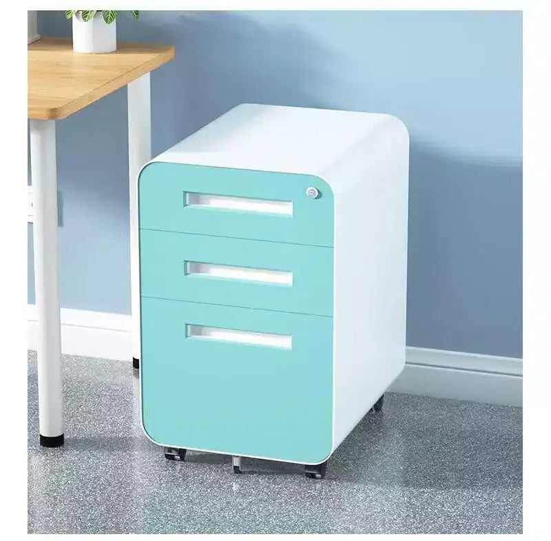 Secure 3-Drawer Metal File Cabinet with Lock  Fully Assembled Mobile Filing Cabinet for A4/Letter/Legal  Under Desk, 5 Wheels, Rolling