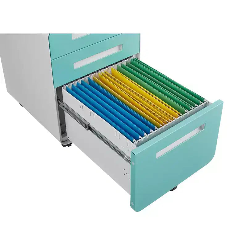 Secure 3-Drawer Metal File Cabinet with Lock  Fully Assembled Mobile Filing Cabinet for A4/Letter/Legal  Under Desk, 5 Wheels, Rolling