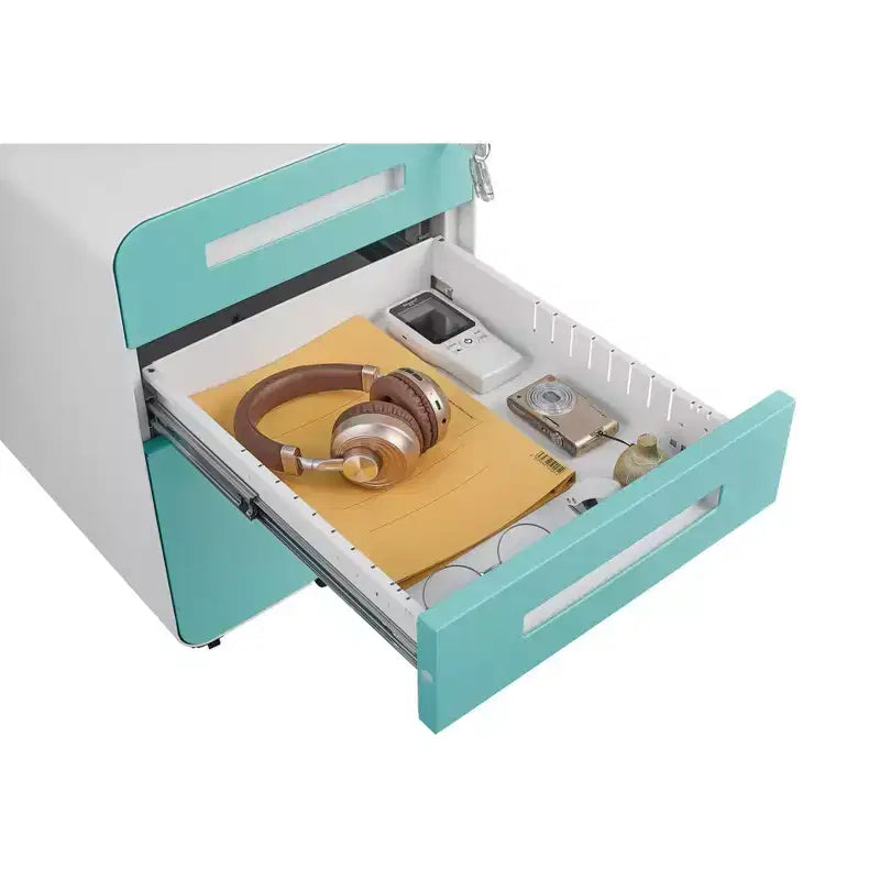 Secure 3-Drawer Metal File Cabinet with Lock  Fully Assembled Mobile Filing Cabinet for A4/Letter/Legal  Under Desk, 5 Wheels, Rolling
