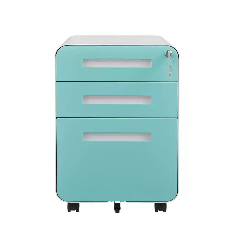 Secure 3-Drawer Metal File Cabinet with Lock  Fully Assembled Mobile Filing Cabinet for A4/Letter/Legal  Under Desk, 5 Wheels, Rolling
