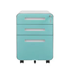 Secure 3-Drawer Metal File Cabinet with Lock  Fully Assembled Mobile Filing Cabinet for A4/Letter/Legal  Under Desk, 5 Wheels, Rolling