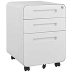 Secure 3-Drawer Metal File Cabinet with Lock  Fully Assembled Mobile Filing Cabinet for A4/Letter/Legal  Under Desk, 5 Wheels, Rolling
