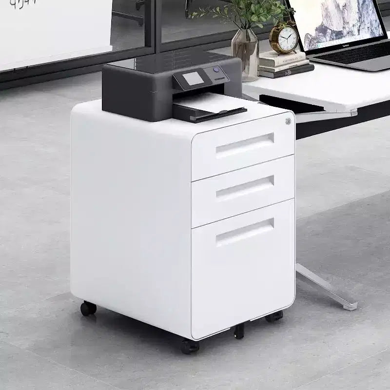 Secure 3-Drawer Metal File Cabinet with Lock  Fully Assembled Mobile Filing Cabinet for A4/Letter/Legal  Under Desk, 5 Wheels, Rolling