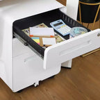 Secure 3-Drawer Metal File Cabinet with Lock  Fully Assembled Mobile Filing Cabinet for A4/Letter/Legal  Under Desk, 5 Wheels, Rolling