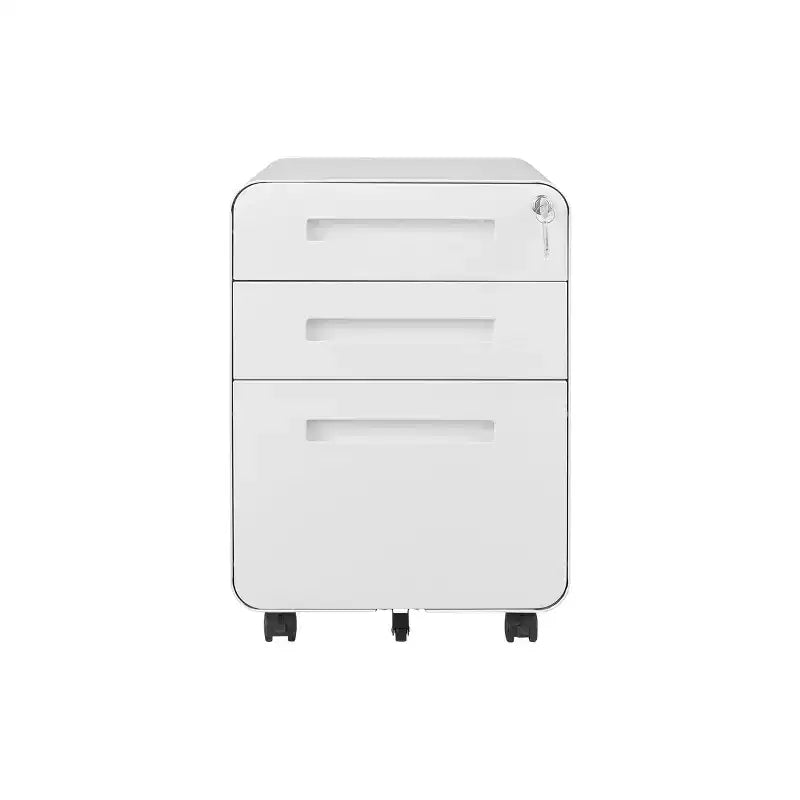 Secure 3-Drawer Metal File Cabinet with Lock  Fully Assembled Mobile Filing Cabinet for A4/Letter/Legal  Under Desk, 5 Wheels, Rolling
