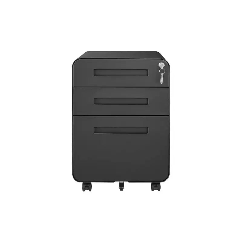 Secure 3-Drawer Metal File Cabinet with Lock  Fully Assembled Mobile Filing Cabinet for A4/Letter/Legal  Under Desk, 5 Wheels, Rolling