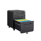 Secure 3-Drawer Metal File Cabinet with Lock  Fully Assembled Mobile Filing Cabinet for A4/Letter/Legal  Under Desk, 5 Wheels, Rolling