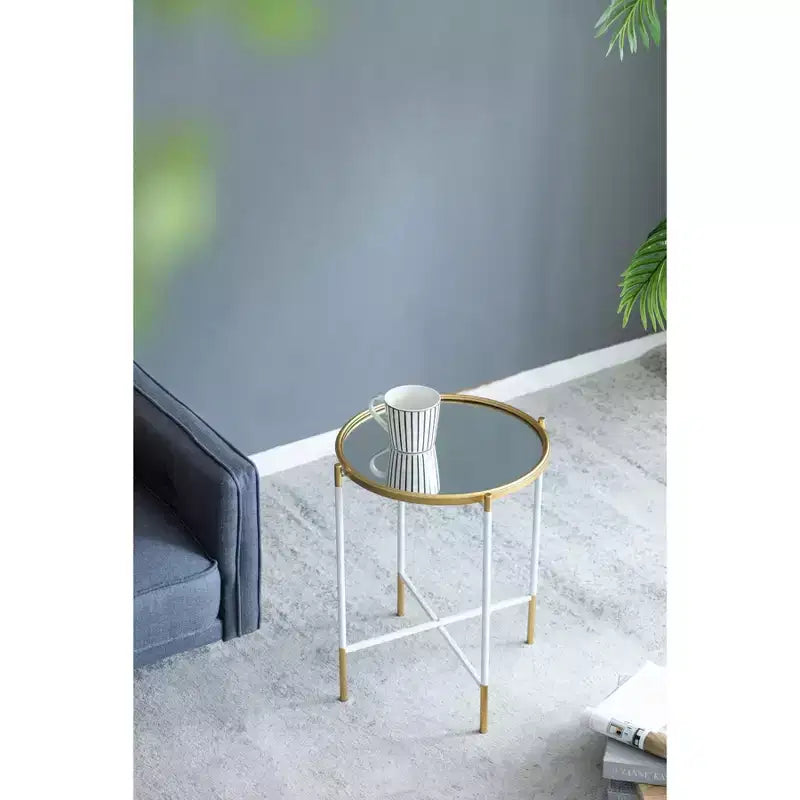 Set of 2 Mirrored Top Side Tables Accent Furniture