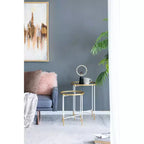 Set of 2 Mirrored Top Side Tables Accent Furniture