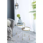 Set of 2 Mirrored Top Side Tables Accent Furniture