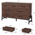 7-Drawer Dresser, 52 Wide Wood Storage Chest with Deep Drawers for Bedroom, Living Room or Entryway, Robot Vacuum Friendly