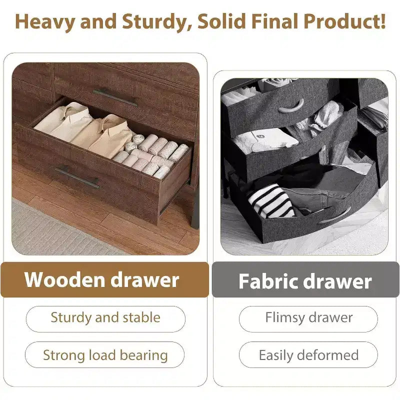 7-Drawer Dresser, 52 Wide Wood Storage Chest with Deep Drawers for Bedroom, Living Room or Entryway, Robot Vacuum Friendly
