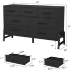 7-Drawer Dresser, 52 Wide Wood Storage Chest with Deep Drawers for Bedroom, Living Room or Entryway, Robot Vacuum Friendly