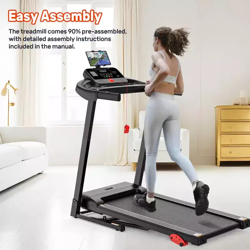 3.5HP Treadmill for Home, 300 lbs Capacity Foldable Treadmill w/ 64+7 Workouts, APP w/ Free Courses,Dual HiFi Speakers,Treadmill for Walking Running