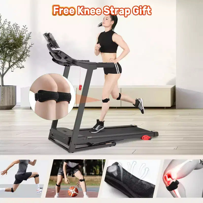 3.5HP Treadmill for Home, 300 lbs Capacity Foldable Treadmill w/ 64+7 Workouts, APP w/ Free Courses,Dual HiFi Speakers,Treadmill for Walking Running