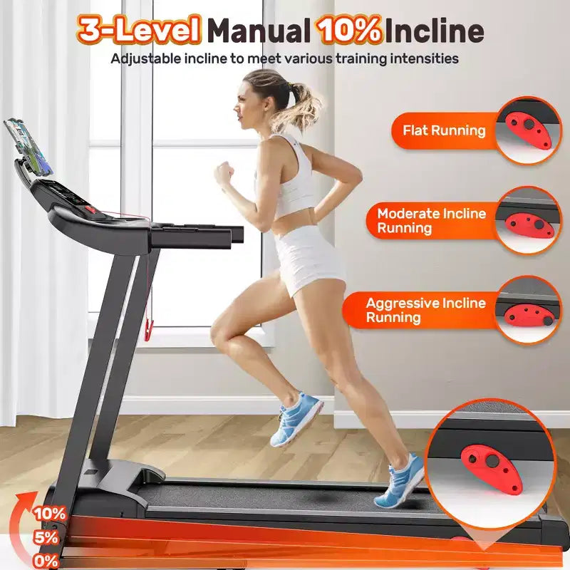 3.5HP Treadmill for Home, 300 lbs Capacity Foldable Treadmill w/ 64+7 Workouts, APP w/ Free Courses,Dual HiFi Speakers,Treadmill for Walking Running