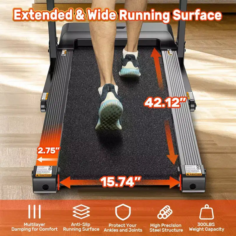 3.5HP Treadmill for Home, 300 lbs Capacity Foldable Treadmill w/ 64+7 Workouts, APP w/ Free Courses,Dual HiFi Speakers,Treadmill for Walking Running