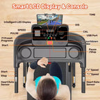 3.5HP Treadmill for Home, 300 lbs Capacity Foldable Treadmill w/ 64+7 Workouts, APP w/ Free Courses,Dual HiFi Speakers,Treadmill for Walking Running