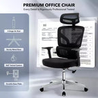 High-Back Ergonomic Office Chair  Breathable Mesh Gaming Chair with Adjustable Lumbar & 3D Armrests