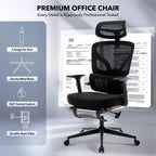 High-Back Ergonomic Office Chair  Breathable Mesh Gaming Chair with Adjustable Lumbar & 3D Armrests