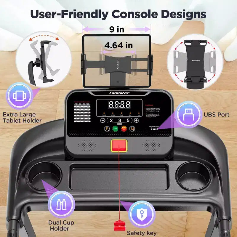 Treadmill for Home,Portable Folding Exercise Treadmill w/ Adjustable Incline,APP Control,64 Programs, 300 lb Capacity, 7.5MPH,Running Walking Jogging