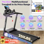 Treadmill for Home,Portable Folding Exercise Treadmill w/ Adjustable Incline,APP Control,64 Programs, 300 lb Capacity, 7.5MPH,Running Walking Jogging