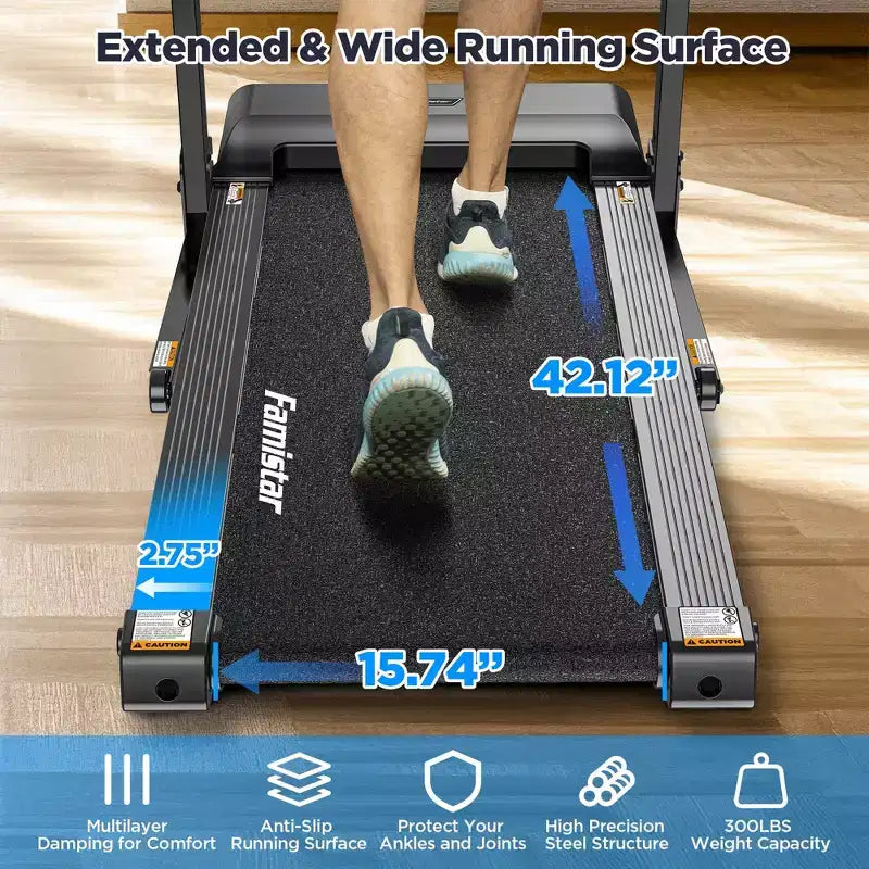 Treadmill for Home,Portable Folding Exercise Treadmill w/ Adjustable Incline,APP Control,64 Programs, 300 lb Capacity, 7.5MPH,Running Walking Jogging