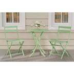 COZONY 3-Piece Folding Patio Bistro Set, Space-Saving Outdoor Table & Chairs with Sturdy Metal Frame, Weather-Resistant Furniture for Garden & Yard