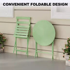 COZONY 3-Piece Folding Patio Bistro Set, Space-Saving Outdoor Table & Chairs with Sturdy Metal Frame, Weather-Resistant Furniture for Garden & Yard