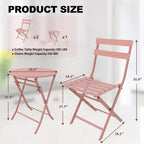 COZONY 3-Piece Folding Patio Bistro Set, Space-Saving Outdoor Table & Chairs with Sturdy Metal Frame, Weather-Resistant Furniture for Garden & Yard