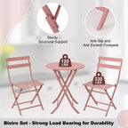 COZONY 3-Piece Folding Patio Bistro Set, Space-Saving Outdoor Table & Chairs with Sturdy Metal Frame, Weather-Resistant Furniture for Garden & Yard