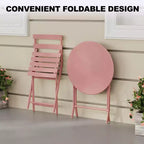 COZONY 3-Piece Folding Patio Bistro Set, Space-Saving Outdoor Table & Chairs with Sturdy Metal Frame, Weather-Resistant Furniture for Garden & Yard
