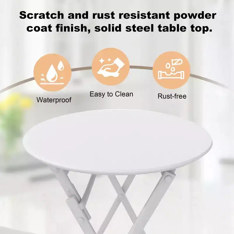 COZONY 3-Piece Folding Patio Bistro Set, Space-Saving Outdoor Table & Chairs with Sturdy Metal Frame, Weather-Resistant Furniture for Garden & Yard